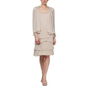 SLNY Gold Dress with Jacket